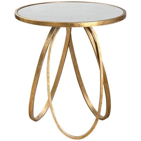 THREE CIRCLE METAL SIDE TABLE WITH GLASS TOP