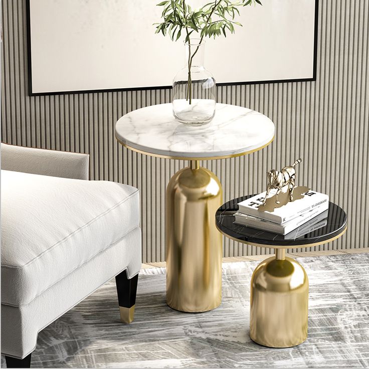 Luxury Marble & Gold Side Table Set - marble furniture for living room | Kraft Vision