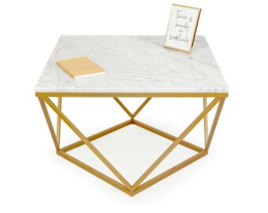SQUARE PENAGON CENTRE TABLE WITH ARTIFICIAL MARBLE TOP