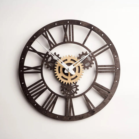 Black  wall clock with designer middle work