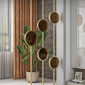 Luxury Gold Frame Circular Mirror Partition – Art Deco Style - gold-finished metal Room Divider for entryway or bedroom - view 2 | Kraft Vision