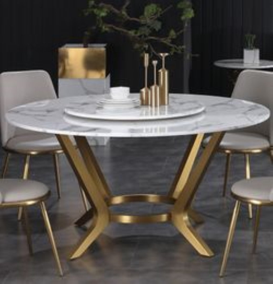 CURVED LEGS ROUND DINING WITH 4 CHAIRS