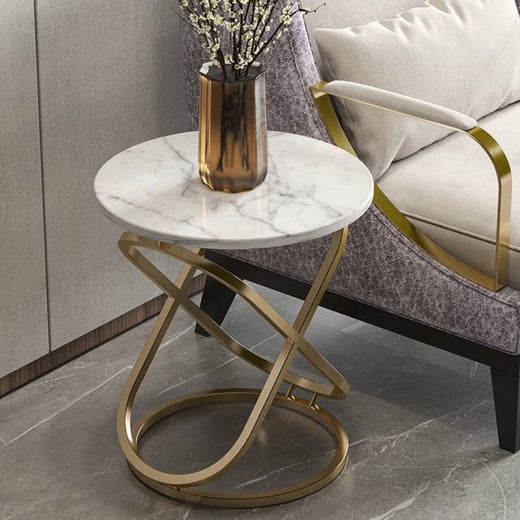 Modern Marble-Top Side Table with Gold Base - marble furniture for living room | Kraft Vision