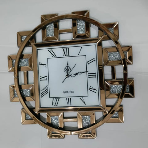 Gold plated square wall clock for your living area